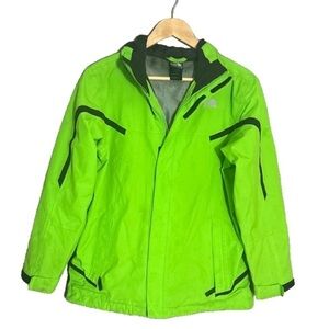 The North Face Garçons lime neon green jacket with hood size boys L (14/16)